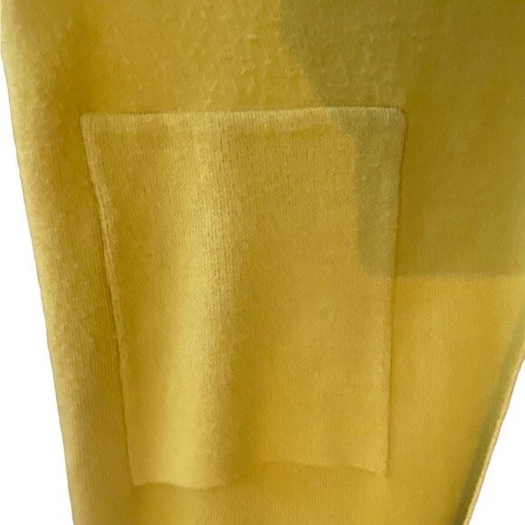 Cardigan Sweater by Rain Yellow & Grey long Hooded sleeveless Pockets NWOT Lg - Picture 7 of 8